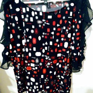 Ladies Bold Elements Cut to Curve blouse XL red and black